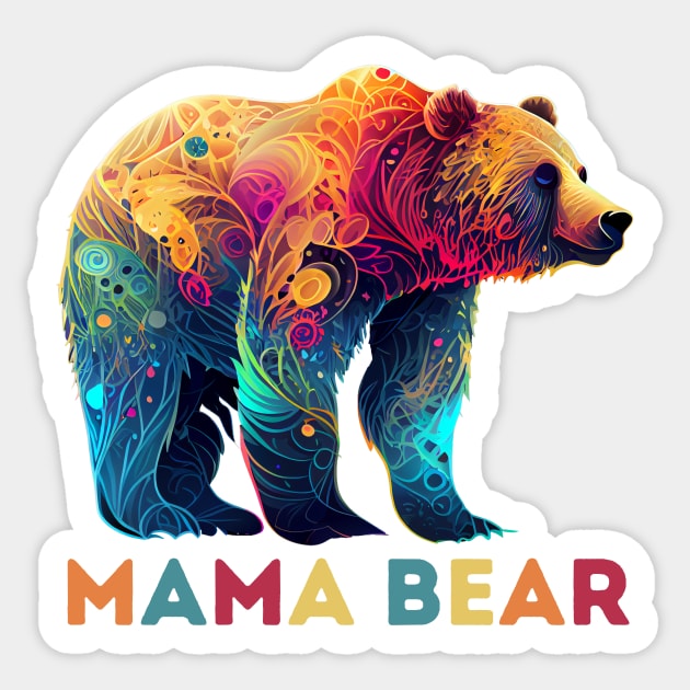 Mama Bear Abstract Design Sticker by The WYLD Tribe